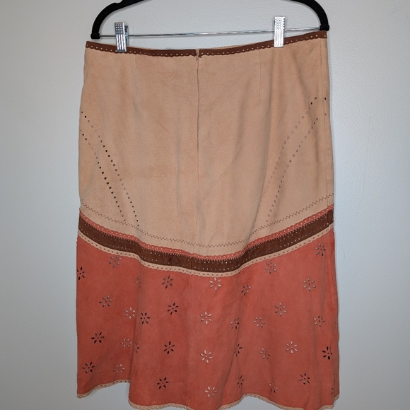 Odille Anthropologie Suede Skirt Orange Tan sz 12 - Picture 2 of 10